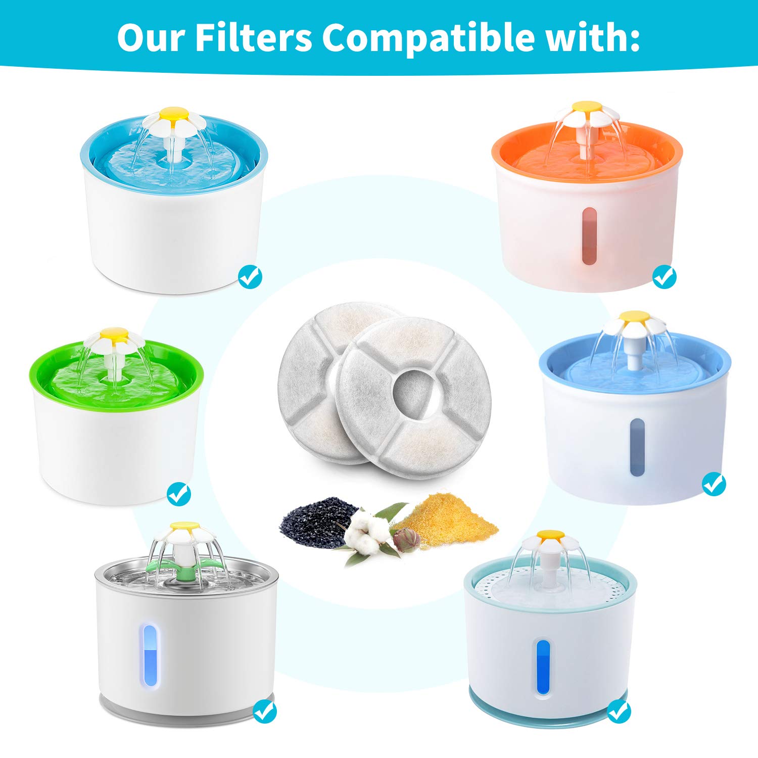 Round Carbon Filters Set Cat D - Cat Water Fountain Filter 评论和价格